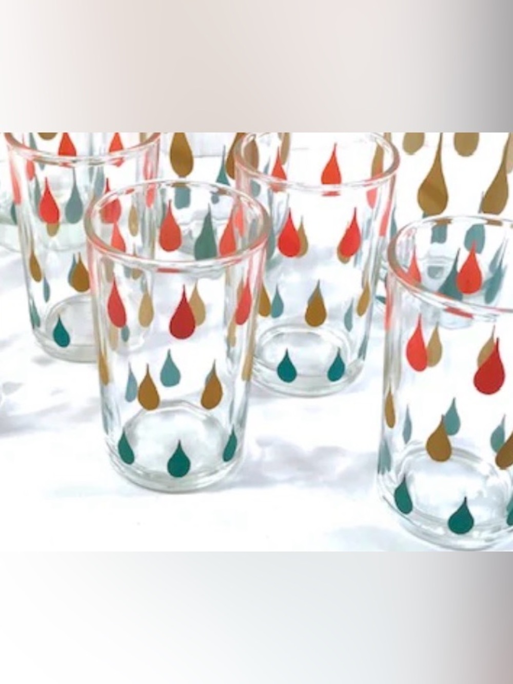 MCM “Atomic Teardrop” set/6 juice glasses 1950s 4oz VTG RARE